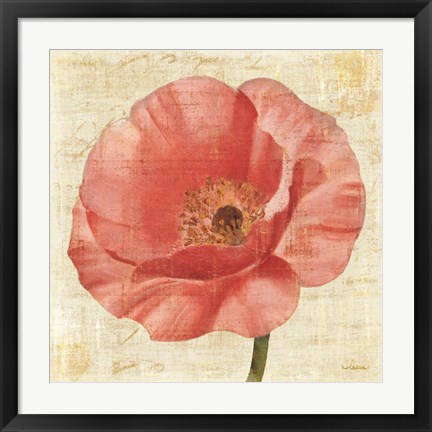 Framed Blushing Poppy on Cream Print