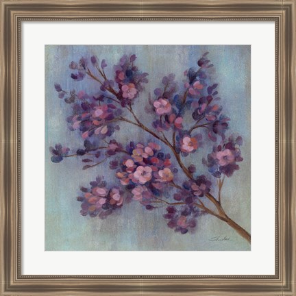 Framed Twilight Cherry Blossoms II Print