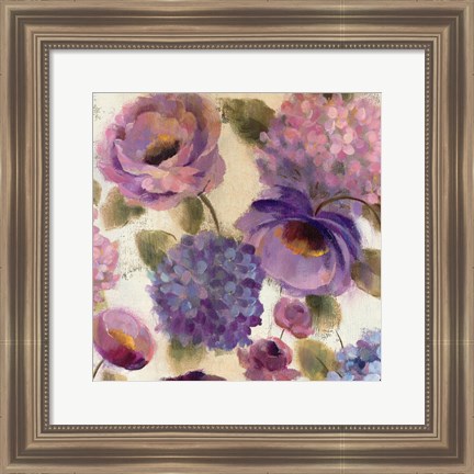 Framed Blue and Purple Flower Song III Print