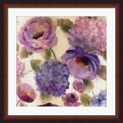 Framed Blue and Purple Flower Song III Print