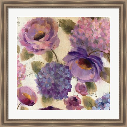 Framed Blue and Purple Flower Song III Print