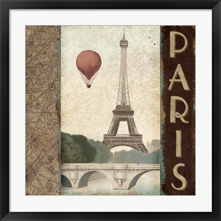 Framed City Skyline Paris Vintage Square Print