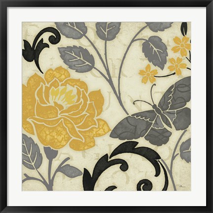 Framed Perfect Petals I Yellow Print