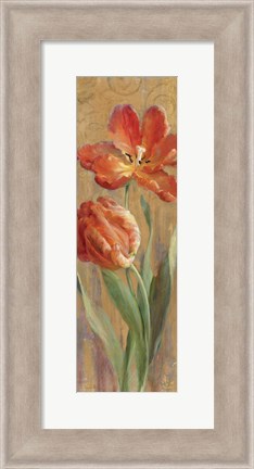 Framed Parrot Tulips on Gold II Print