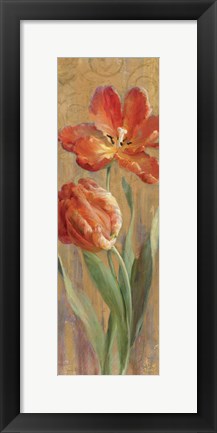 Framed Parrot Tulips on Gold II Print