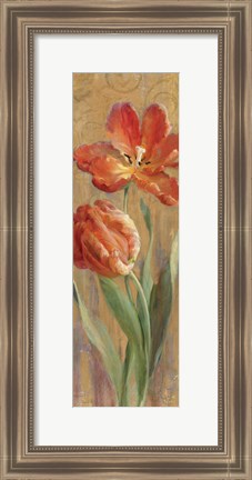 Framed Parrot Tulips on Gold II Print