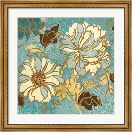 Framed Sophias Flowers I Blue Print