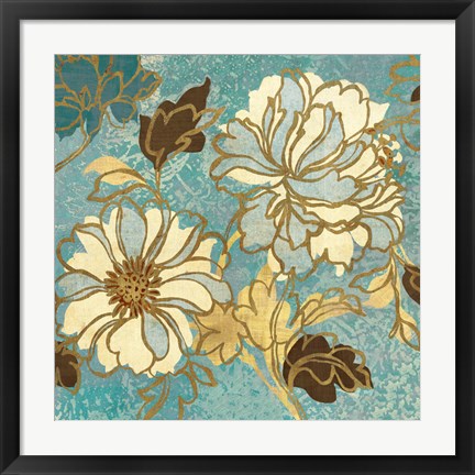 Framed Sophias Flowers I Blue Print