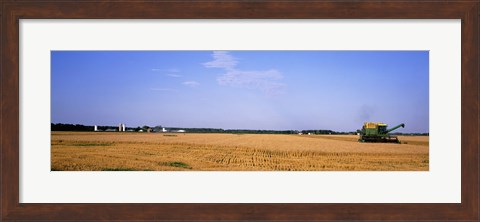 Framed Combine in a field, Marion County, Illinois, USA Print