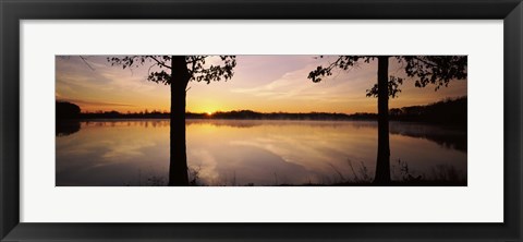 Framed Lake at sunrise, Stephen A. Forbes State Recreation Area, Marion County, Illinois, USA Print