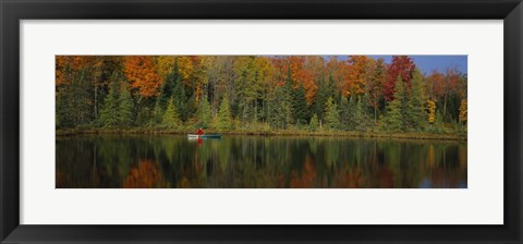 Framed Reflection of trees in water, near Antigo, Wisconsin, USA Print