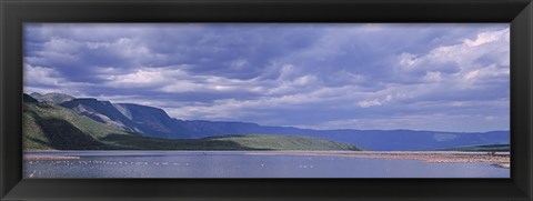 Framed Kenya, Lake Bogoria, Panoramic view of hills around a lake Print