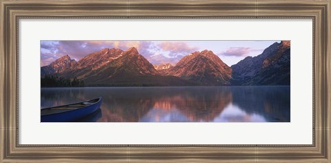 Framed Reflection of mountains in a lake, Leigh Lake, Grand Teton National Park, Wyoming, USA Print