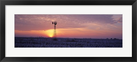 Framed Windmill Cornfield Edgar County IL USA Print