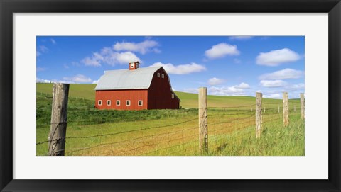 Framed Barn in a field Print