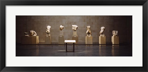 Framed Elgin Marbles display in a museum, British Museum, London, England Print