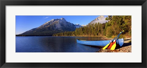 Framed Canoe at Leigh Lake, Grand Teton National Park, Wyoming Print