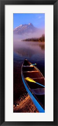 Framed Canoe and Leigh Lake in the Fog, Grand Teton National Park, Wyoming Print