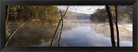 Framed Morning mist around a lake, Lake Vesuvius, Wayne National Forest, Ohio, USA Print