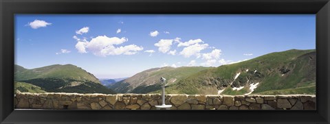 Framed Coin operated binoculars on an observation point, Rocky Mountain National Park, Colorado, USA Print