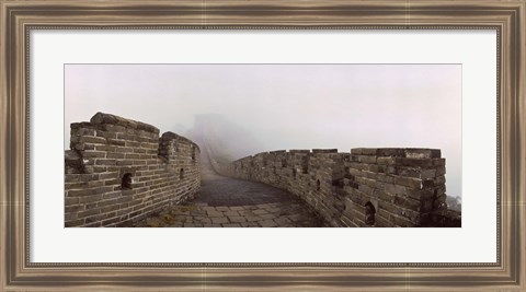 Framed Fortified wall in fog, Great Wall of China, Mutianyu, Huairou County, China Print