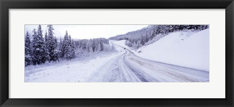 Framed Snow covered road in winter, Haines Highway, Yukon, Canada Print