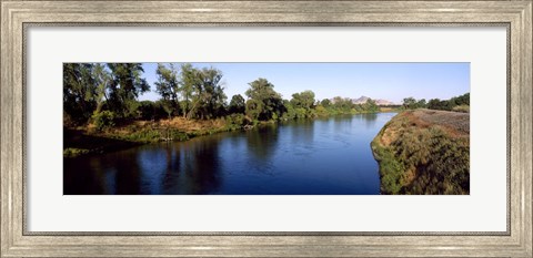 Framed River with a mountain in the background, Sacramento River, Sutter Butte, California, USA Print