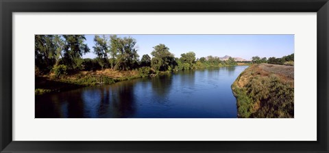 Framed River with a mountain in the background, Sacramento River, Sutter Butte, California, USA Print