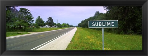 Framed Road passing through a field, Sublime, Lavaca County, Texas, USA Print