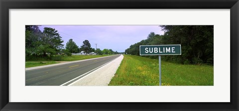 Framed Road passing through a field, Sublime, Lavaca County, Texas, USA Print