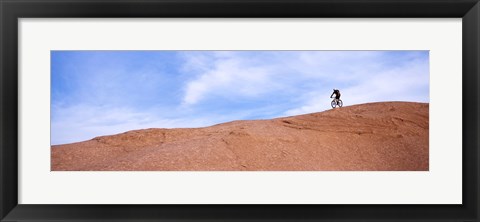 Framed Biker on Slickrock Trail, Moab, Grand County, Utah, USA Print