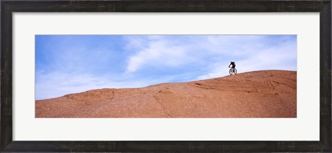 Framed Biker on Slickrock Trail, Moab, Grand County, Utah, USA Print