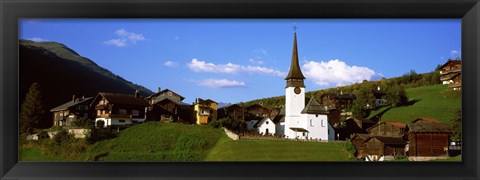 Framed Swiss village in Rhone Valley, Switzerland Print