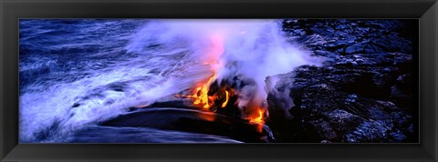 Framed Lava flowing from a volcano, Kilauea, Hawaii Volcanoes National Park, Big Island, Hawaii, USA Print