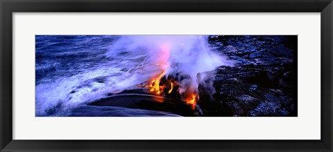 Framed Lava flowing from a volcano, Kilauea, Hawaii Volcanoes National Park, Big Island, Hawaii, USA Print