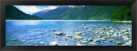 Framed Rocks in a lake, Mackenzie Country, South Island, New Zealand Print