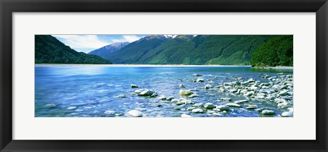 Framed Rocks in a lake, Mackenzie Country, South Island, New Zealand Print