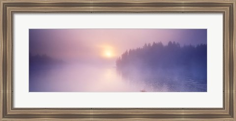 Framed Fog over a river at dawn, Vuoksi River, South Karelia, Finland Print