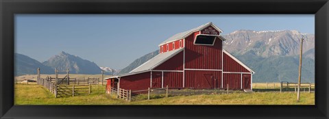 Framed Barn in a field with a Wallowa Mountains in the background, Joseph, Wallowa County, Oregon, USA Print