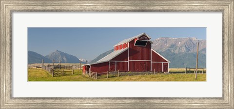 Framed Barn in a field with a Wallowa Mountains in the background, Joseph, Wallowa County, Oregon, USA Print