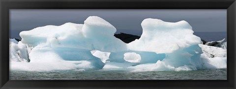 Framed Icebergs and volcanic ash, Jokulsarlon Lagoon, Iceland Print