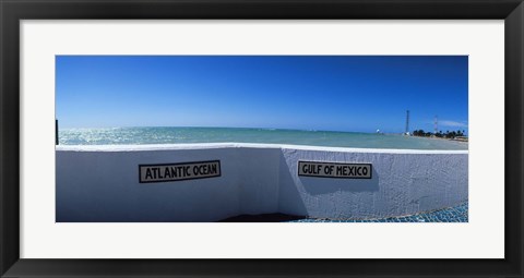 Framed Junction of Atlantic Ocean and Gulf of Mexico, Key West, Monroe County, Florida, USA Print