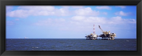 Framed Natural gas drilling platform in Mobile Bay, Alabama, USA Print