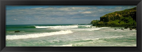 Framed Waves breaking on the shore, backside of Lennox Head, New South Wales, Australia Print