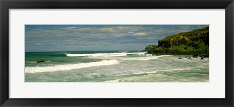 Framed Waves breaking on the shore, backside of Lennox Head, New South Wales, Australia Print