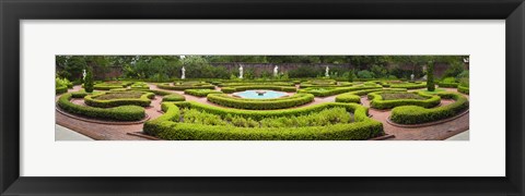 Framed Fountain in a garden, Latham Memorial Garden, Tryon Palace, New Bern, North Carolina, USA Print