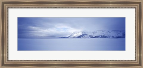 Framed Frozen Jackson Lake in winter, Grand Teton National Park, Wyoming, USA Print