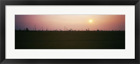 Framed Oil field at sunset, California State Route 46, California, USA Print