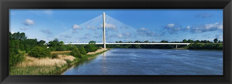 Framed Cable stayed bridge across a river, River Suir, Waterford, County Waterford, Republic of Ireland Print