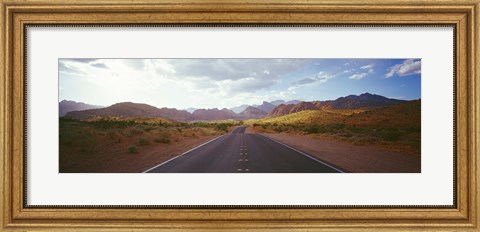 Framed Road passing through mountains, Calico Basin, Red Rock Canyon National Conservation Area, Las Vegas, Nevada, USA Print